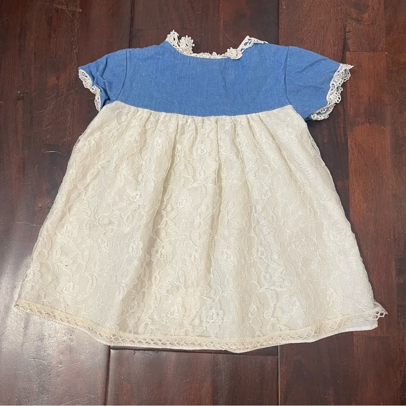 Vintage Jo Lene Lace Dress 18 Months Made In The USA Cream Off White - Picture 5 of 7